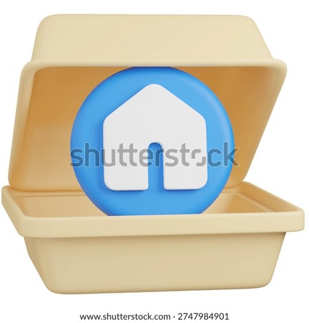 3D render of  Takeout Container with    icon 