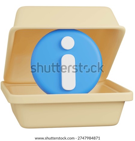 3D render of  Takeout Container with  information   icon 