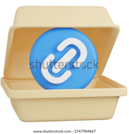 3D render of  Takeout Container with  link url sign  icon 