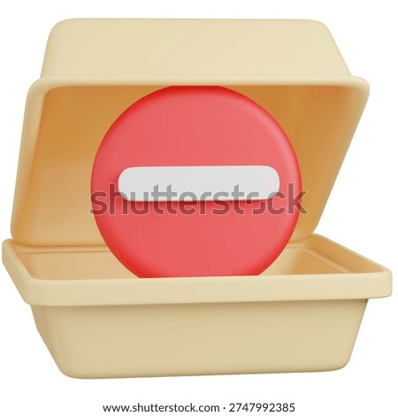 3D render of  Takeout Container with minus sign   icon 