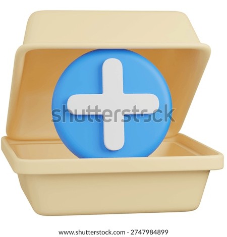 3D render of  Takeout Container with plus sign    icon 