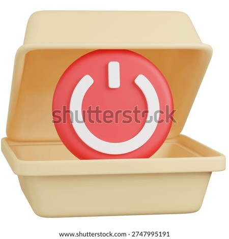 3D render of  Takeout Container with  power off   icon 