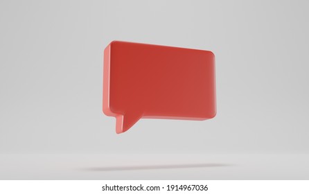 3D render talk square retangle ballon over a white background. Space for a icon over a red tray