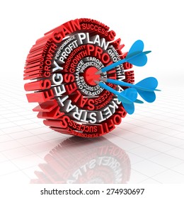 3d Render Of A Target Formed By Words Related To Business