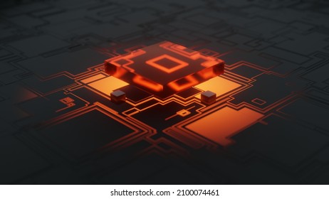 3d render tech orange square shape object abstract background for UI UX web mobile apps social media designs