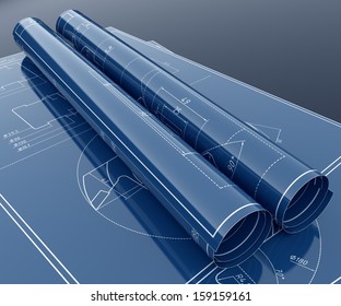 3d Render Of Technology Project Blueprint