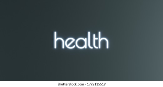 A 3d render of a text saying "health" on a stylized background.