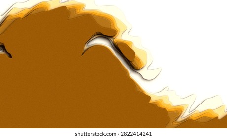 3D Render A textured, organic shape in rich earthy tones against a stark backdrop of light and shadow.