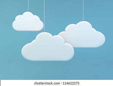 3d Render Of Three Clouds