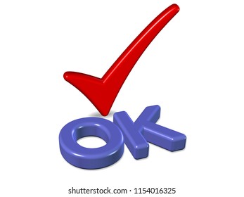 3D Render Tick icon OK - check mark symbol