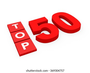 3d Render Top 50 On A White Background. 