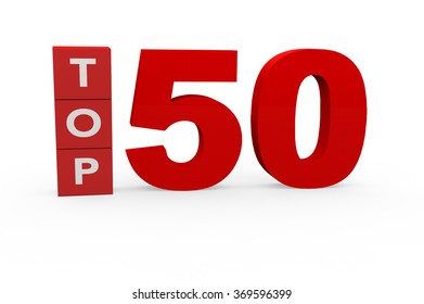 3d Render Top 50 On A White Background. 