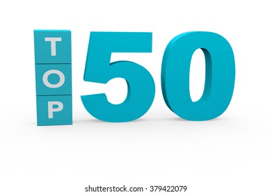 3d Render Top 50 On A White Background. 