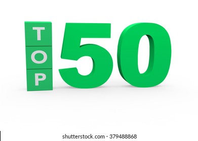 3d Render Top 50 On A White Background.