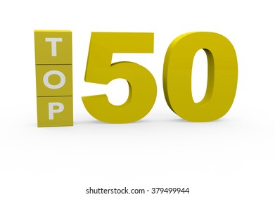 3d Render Top 50 On A White Background. 