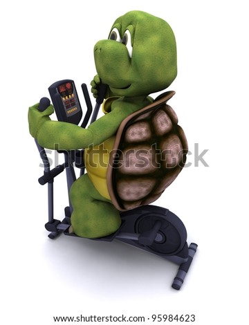 3d render of a tortoiserunning on a cross trainer