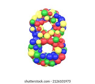 3D Render Of Toy Ball Themed Font Number 8