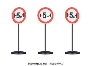 3d Render Traffic Signs Of Maximum Limit Width 5 Meters