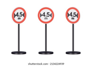 3d Render Traffic Signs Of Maximum Limit Width 4.5 Meters