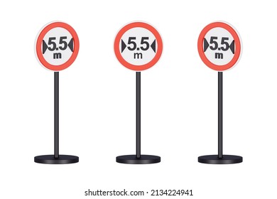 3d Render Traffic Signs Of Maximum Limit Width 5.5 Meters