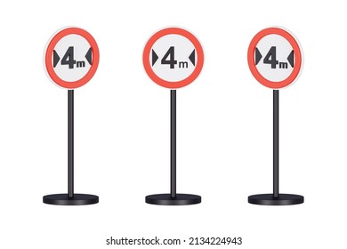3d Render Traffic Signs Of Maximum Limit Width 4 Meters