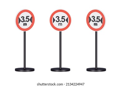 3d Render Traffic Signs Of Maximum Limit Width 3.5 Meters