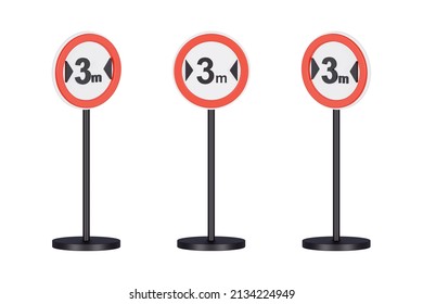 3d Render Traffic Signs Of Maximum Limit Width 3 Meters