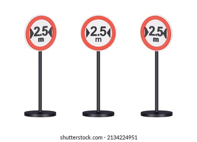3d Render Traffic Signs Of Maximum Limit Width 2.5 Meters