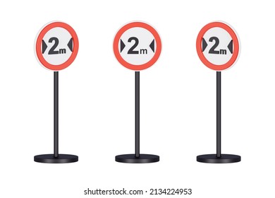 3d Render Traffic Signs Of Maximum Limit Width 2 Meters