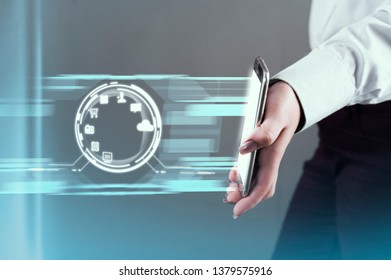 3d render transferring data.Futuristic technology concept.
