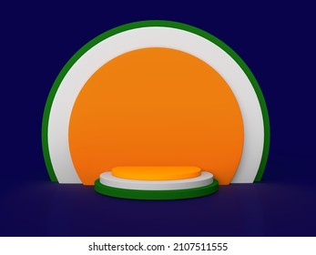 3D Render, Tricolour Background,  Independence Day Offer And Sale Background And Podium In Blue Background