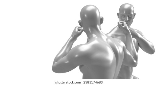 3d render of two boxing shirtless men on white background. . 3D Illustration