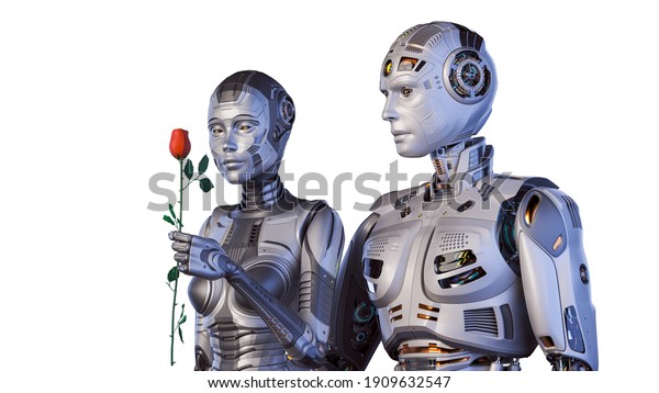 3d Render Two Detailed Robots Man Stock Illustration 1909632547 ...