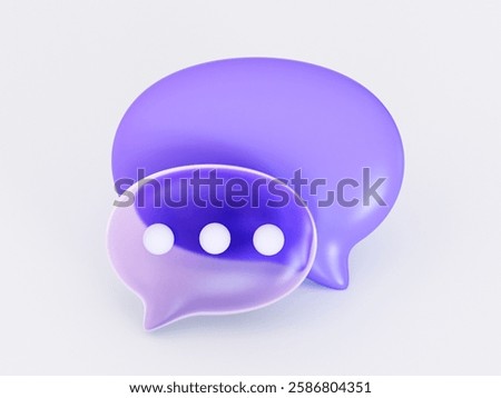 3D render of two speech bubbles. 3D illustration suitable for chats, messengers, communication, chatbots, and online interactions. 3D Illustration