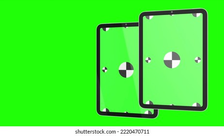 3D render of two TabletPC with a green background. Rotating in screen. With a green screen for easy keying. Computer generated image. Easy customizable. 3D Illustration - Powered by Shutterstock