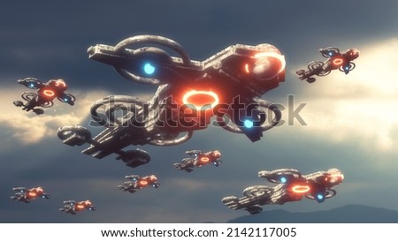 3d render. UFO spaceship concept