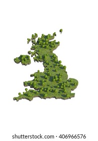 3d Render Of UK Map Section Cut Isolated On White With Clipping Path