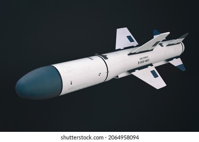 3D Render Unified Anti-ship Missile System For The Navy Isolated On Dark Background