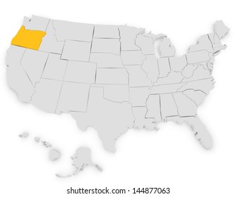 3d Render of the United States Highlighting Oregon