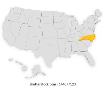3d Render of the United States Highlighting North Carolina