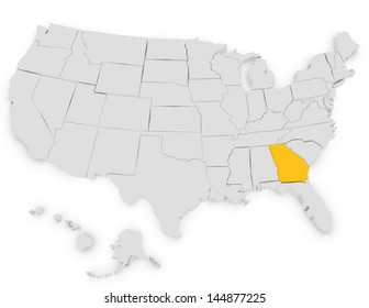3d Render of the United States Highlighting Georgia
