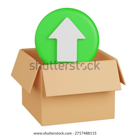 3D render  Upload Arrow Emerging from Cardboard Box icon 