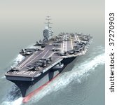 3D Render of a US Navy Nuclear Aircraft carrier (CVN)