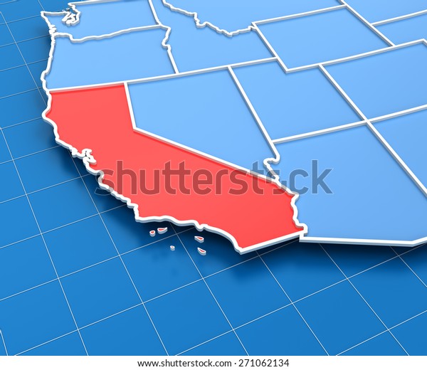 3d Render Usa Map California State Stock Illustration 271062134 ...