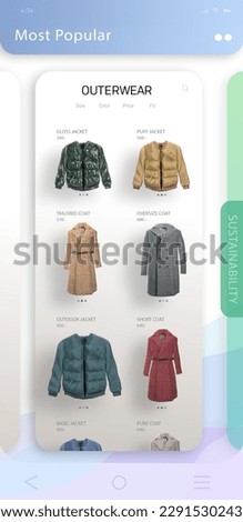 3D Render of Vertical Screen: Internet Catalog of Popular High Fashion Brand Selling Clothes, Shoes and Bags Online. Mock-up Shopping and e-Commerce Webpage Template for Computer Displays And Laptops.
