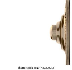 A 3D Render Of A Vintage Brass Doorbell On An Isolated White Studio Background