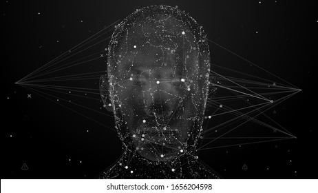 3d render or visualisation of face analytics. Biometric scan. Security identification.