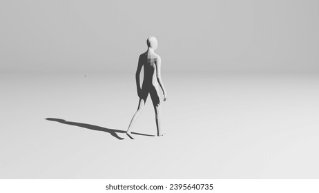3d render walking man in white background