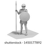 3d render, warrior character, illustration