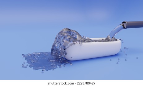 3D Render Of Water Running Into The Bathtub